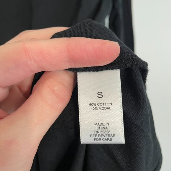 LOGO BY LORI GOLDSTEIN Principles 3/4 Sleeve Mock Neck Top Solid Black Cotton S - Picture 10 of 15